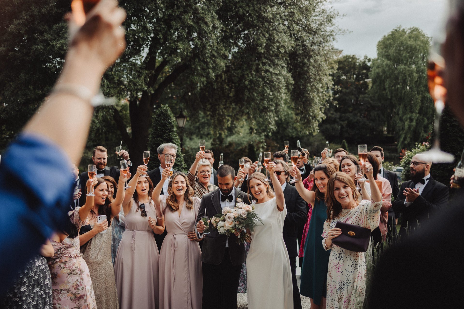 Wedding speeches in the garden at Bingham Riverhouse